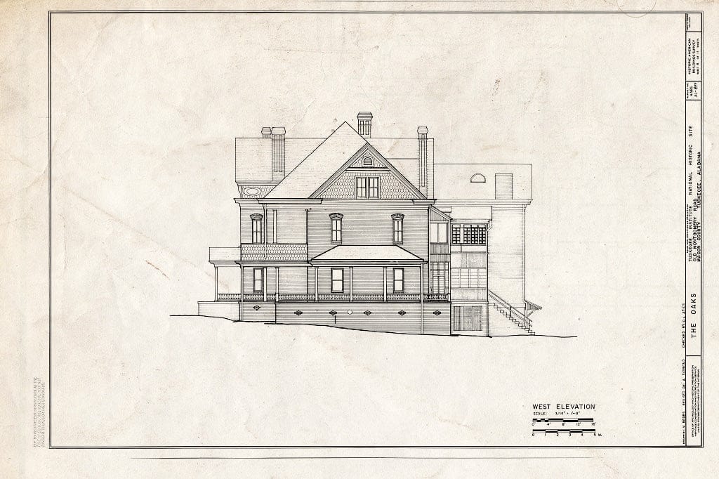 Blueprint HABS ALA,44-TUSG,10- (Sheet 8 of 11) - The Oaks, Old Montgomery Road, Tuskegee Institute Campus, Tuskegee, Macon County, AL
