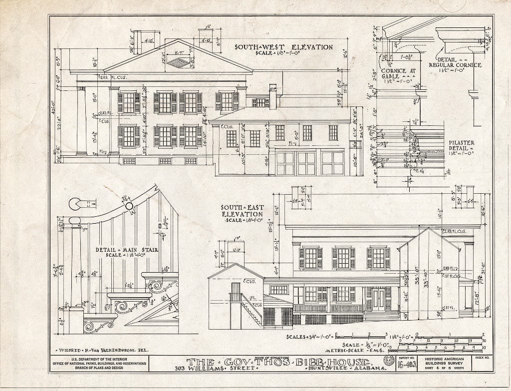 Blueprint HABS ALA,45-HUVI,1- (Sheet 4 of 5) - Governor Thomas Bibb House, 303 Williams Street, Huntsville, Madison County, AL