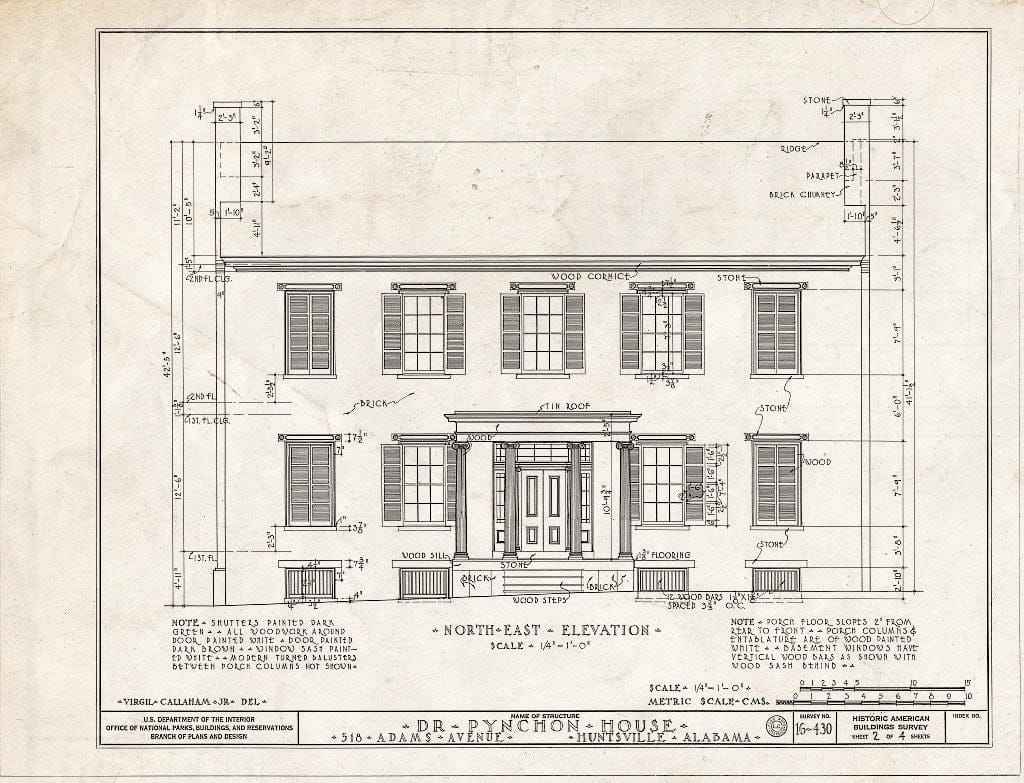 Blueprint HABS ALA,45-HUVI,8- (Sheet 2 of 4) - Pynchon House, 518 Adams Avenue, Huntsville, Madison County, AL