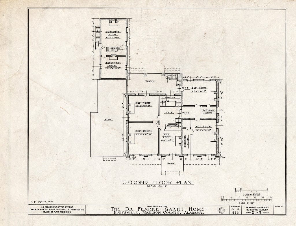Blueprint HABS ALA,45-HUVI,7- (Sheet 2 of 9) - Fearn-Garth House, 517 Franklin Street, Huntsville, Madison County, AL