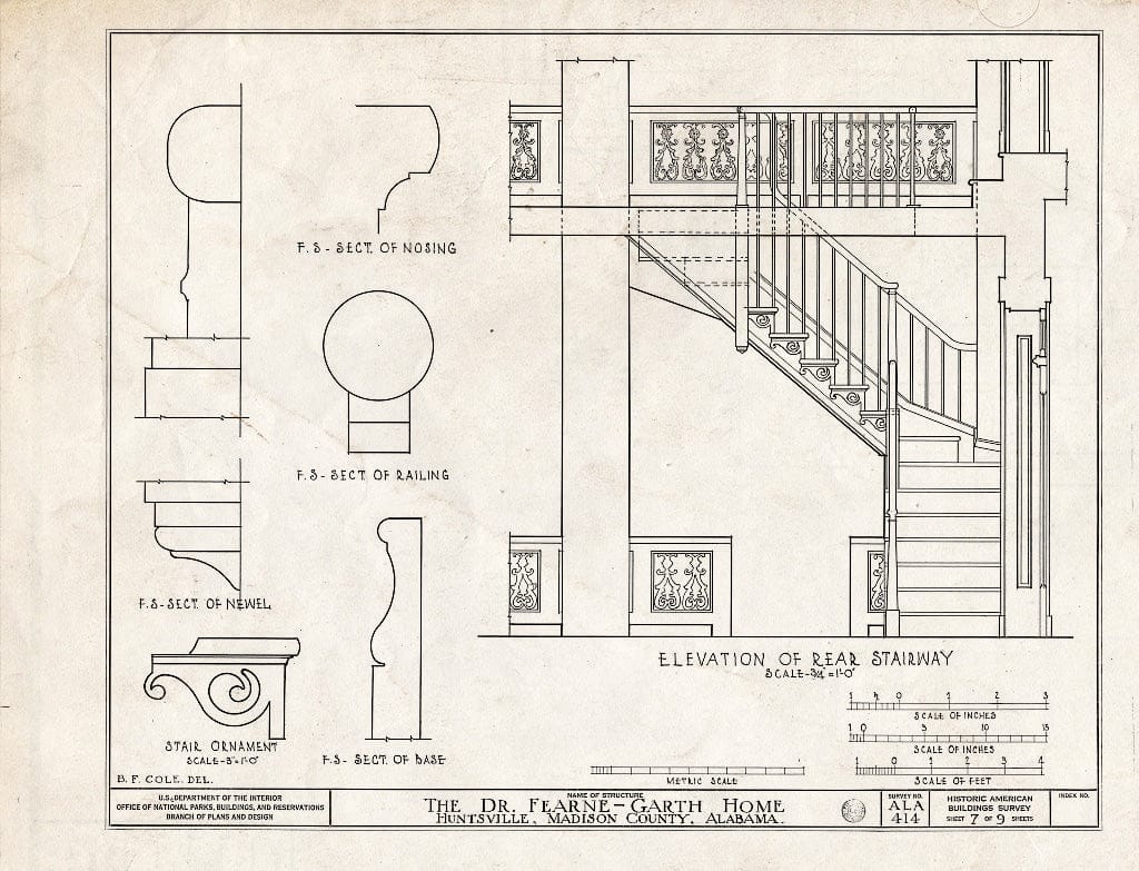 Blueprint HABS ALA,45-HUVI,7- (Sheet 7 of 9) - Fearn-Garth House, 517 Franklin Street, Huntsville, Madison County, AL