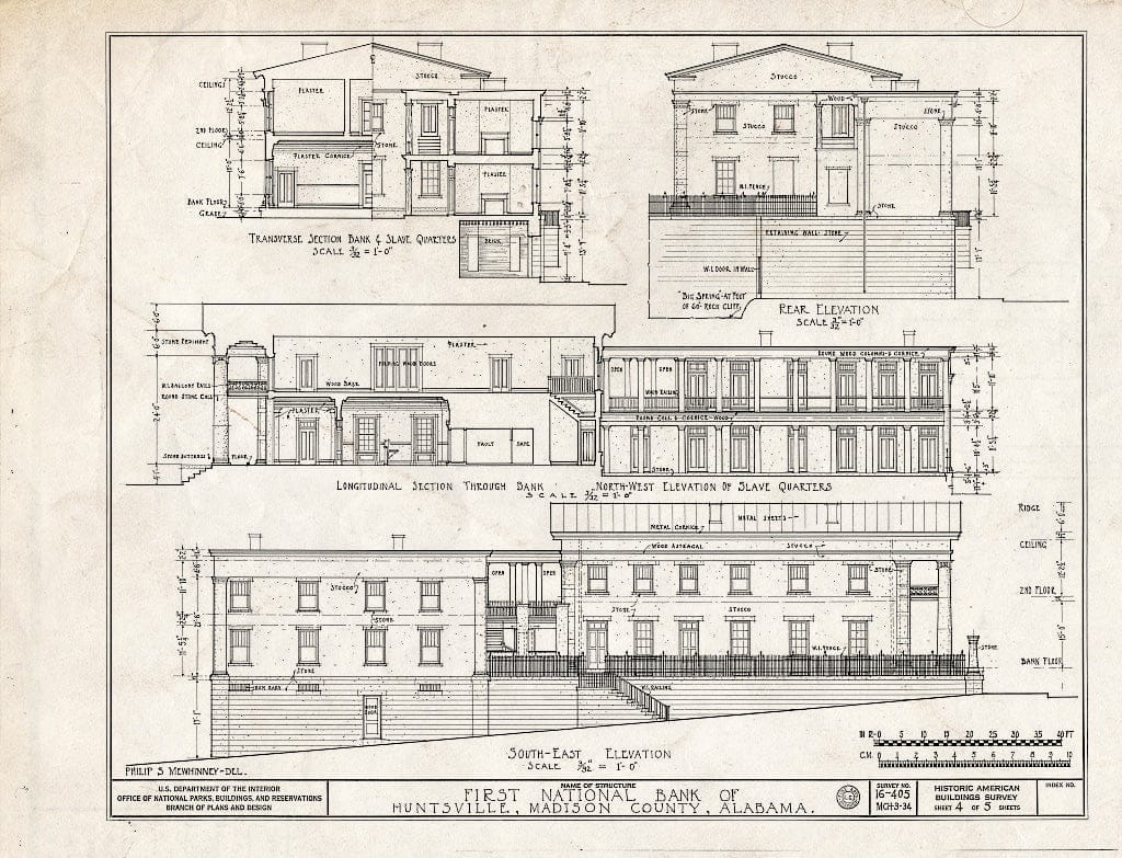 Blueprint HABS ALA,45-HUVI,3- (Sheet 4 of 5) - First National Bank, Jefferson Street & Fountain Road, Huntsville, Madison County, AL