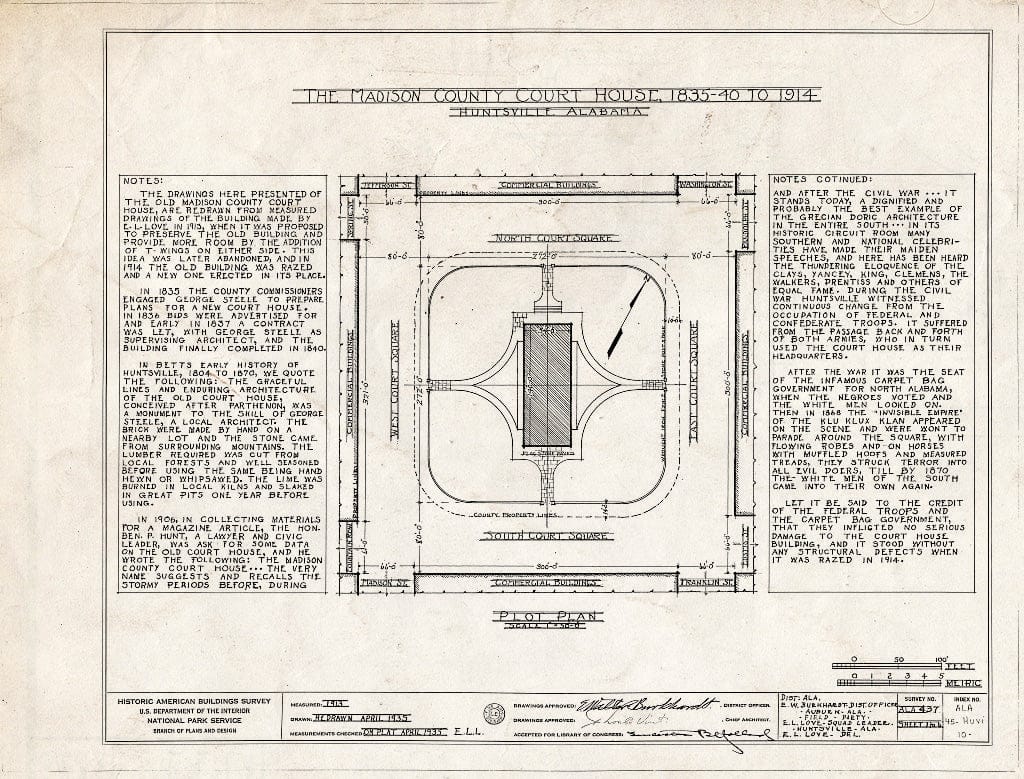 Blueprint HABS ALA,45-HUVI,10- (Sheet 0 of 6) - Old Madison County Court House, Court Square, Huntsville, Madison County, AL