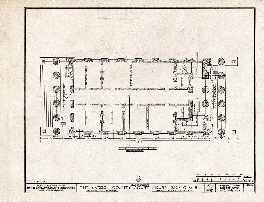 Blueprint HABS ALA,45-HUVI,10- (Sheet 2 of 6) - Old Madison County Court House, Court Square, Huntsville, Madison County, AL