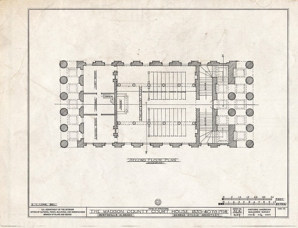 Blueprint HABS ALA,45-HUVI,10- (Sheet 3 of 6) - Old Madison County Court House, Court Square, Huntsville, Madison County, AL