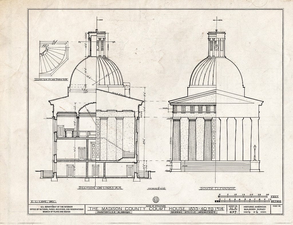 Blueprint HABS ALA,45-HUVI,10- (Sheet 4 of 6) - Old Madison County Court House, Court Square, Huntsville, Madison County, AL