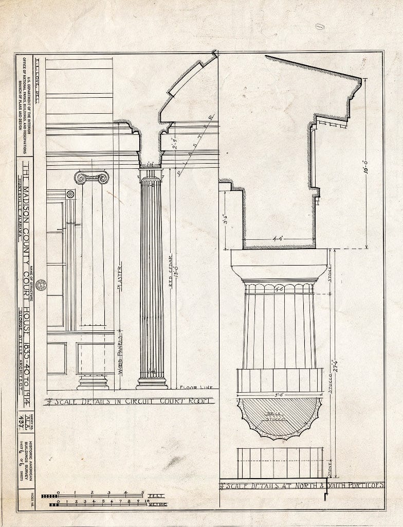 Blueprint HABS ALA,45-HUVI,10- (Sheet 6 of 6) - Old Madison County Court House, Court Square, Huntsville, Madison County, AL