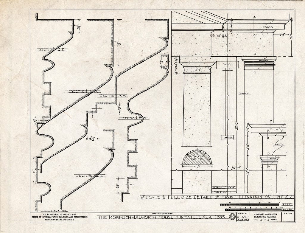 Blueprint HABS ALA,45-HUVI.V,3- (Sheet 5 of 8) - Robinson-Dillworth House, 2709 Meridian Pike, Huntsville, Madison County, AL