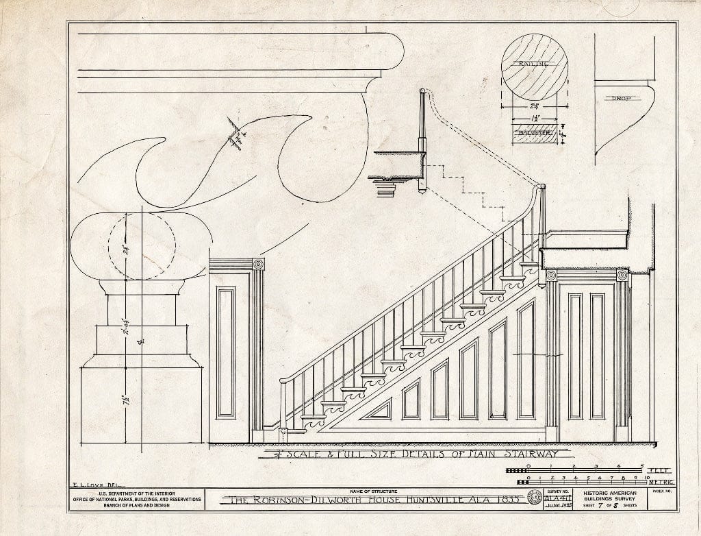 Blueprint HABS ALA,45-HUVI.V,3- (Sheet 7 of 8) - Robinson-Dillworth House, 2709 Meridian Pike, Huntsville, Madison County, AL