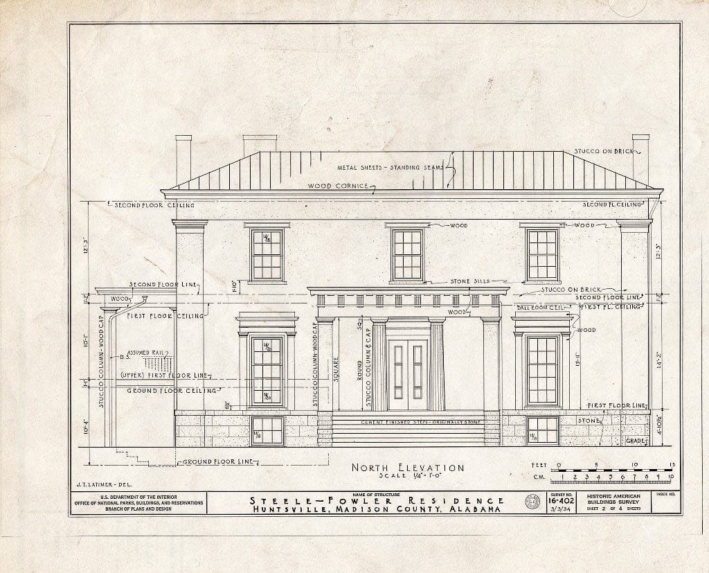 Blueprint HABS ALA,45-HUVI.V,1- (Sheet 2 of 4) - Oaks Place, 808 Maysville Road, Huntsville, Madison County, AL