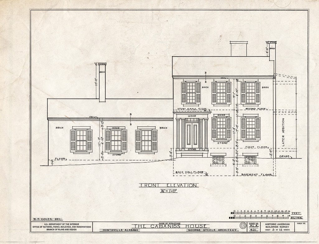 Blueprint HABS ALA,45-HUVI,9- (Sheet 3 of 12) - Cabiness House, 603 Randolph Street, Huntsville, Madison County, AL