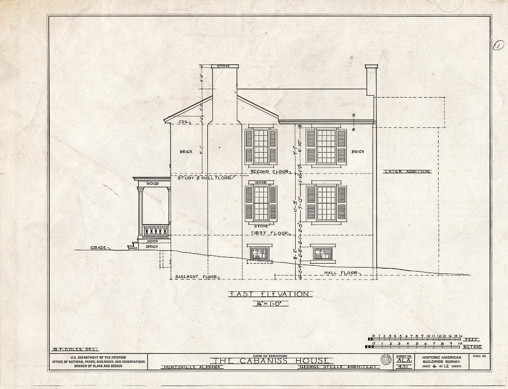 Blueprint HABS ALA,45-HUVI,9- (Sheet 4 of 12) - Cabiness House, 603 Randolph Street, Huntsville, Madison County, AL