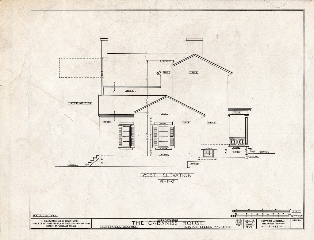 Blueprint HABS ALA,45-HUVI,9- (Sheet 5 of 12) - Cabiness House, 603 Randolph Street, Huntsville, Madison County, AL