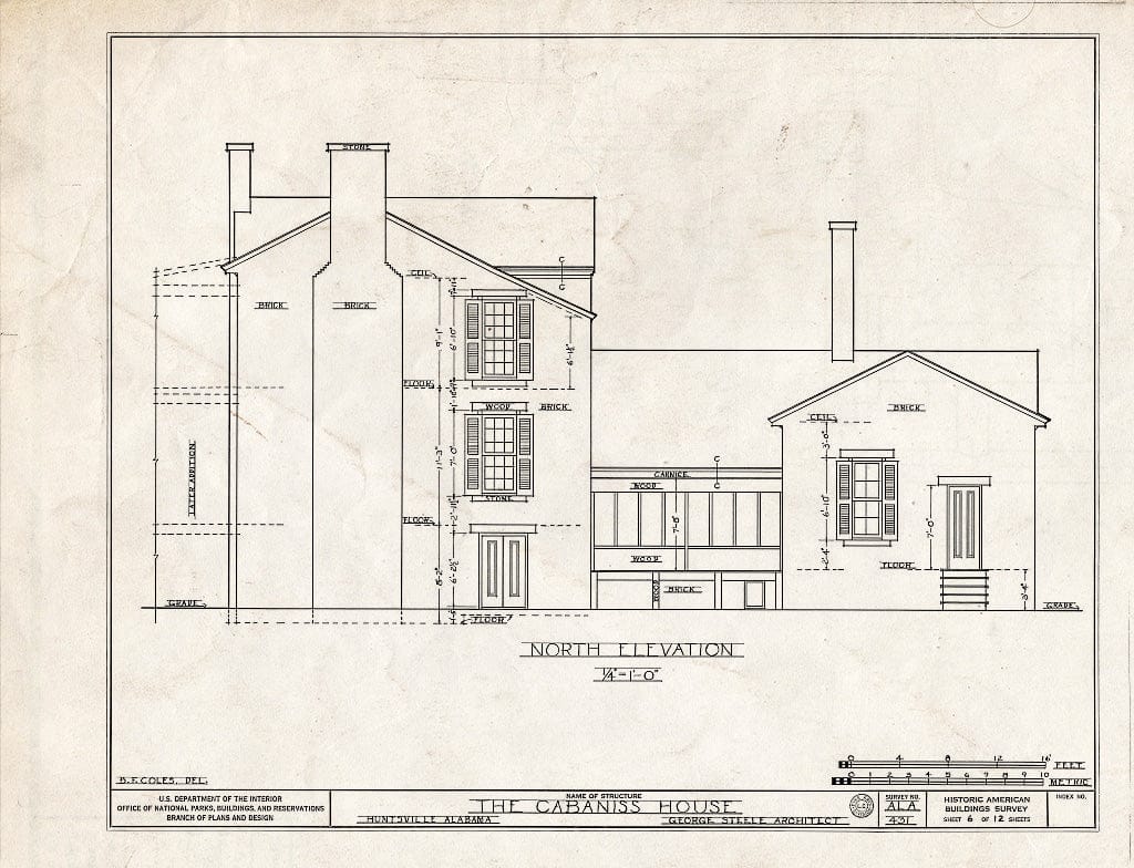 Blueprint HABS ALA,45-HUVI,9- (Sheet 6 of 12) - Cabiness House, 603 Randolph Street, Huntsville, Madison County, AL
