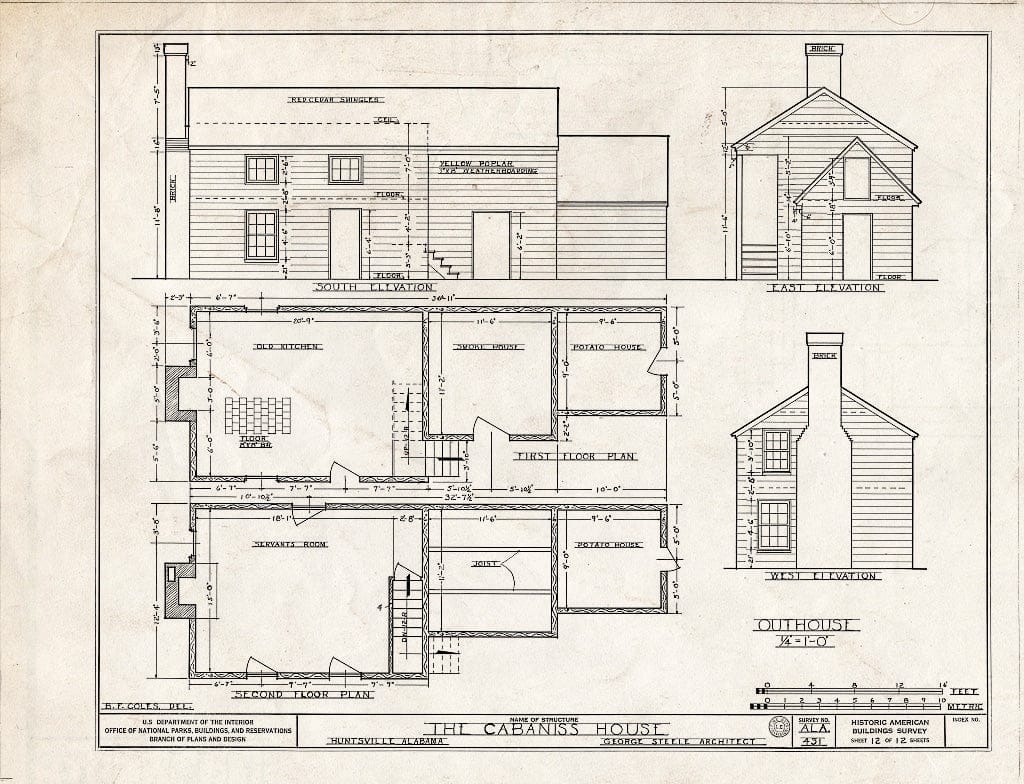 Blueprint HABS ALA,45-HUVI,9- (Sheet 12 of 12) - Cabiness House, 603 Randolph Street, Huntsville, Madison County, AL