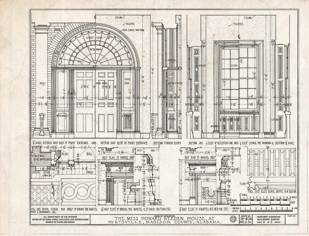 Blueprint HABS ALA,45-HUVI,2- (Sheet 3 of 3) - Miss Howard Weeden House, 300 Gates Avenue, Huntsville, Madison County, AL