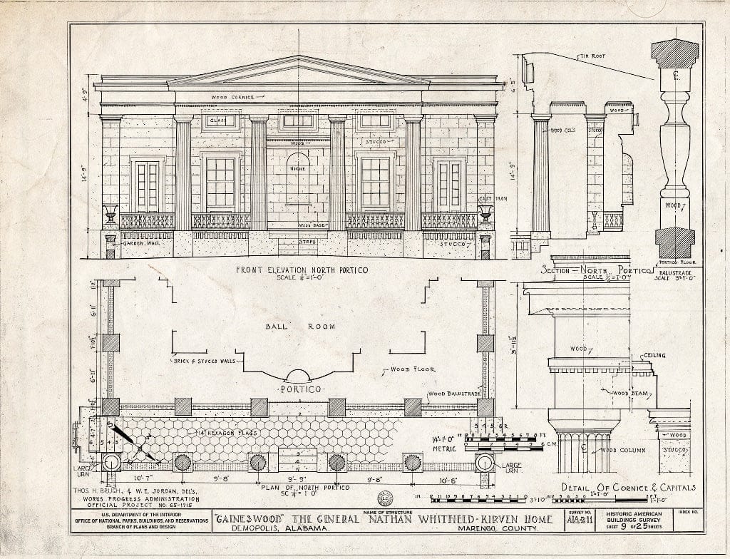 Blueprint HABS ALA,46-Demo,1- (Sheet 9 of 25) - Gaineswood, 805 South Cedar Street, Demopolis, Marengo County, AL