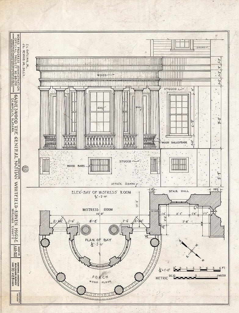 Blueprint HABS ALA,46-Demo,1- (Sheet 10 of 25) - Gaineswood, 805 South Cedar Street, Demopolis, Marengo County, AL