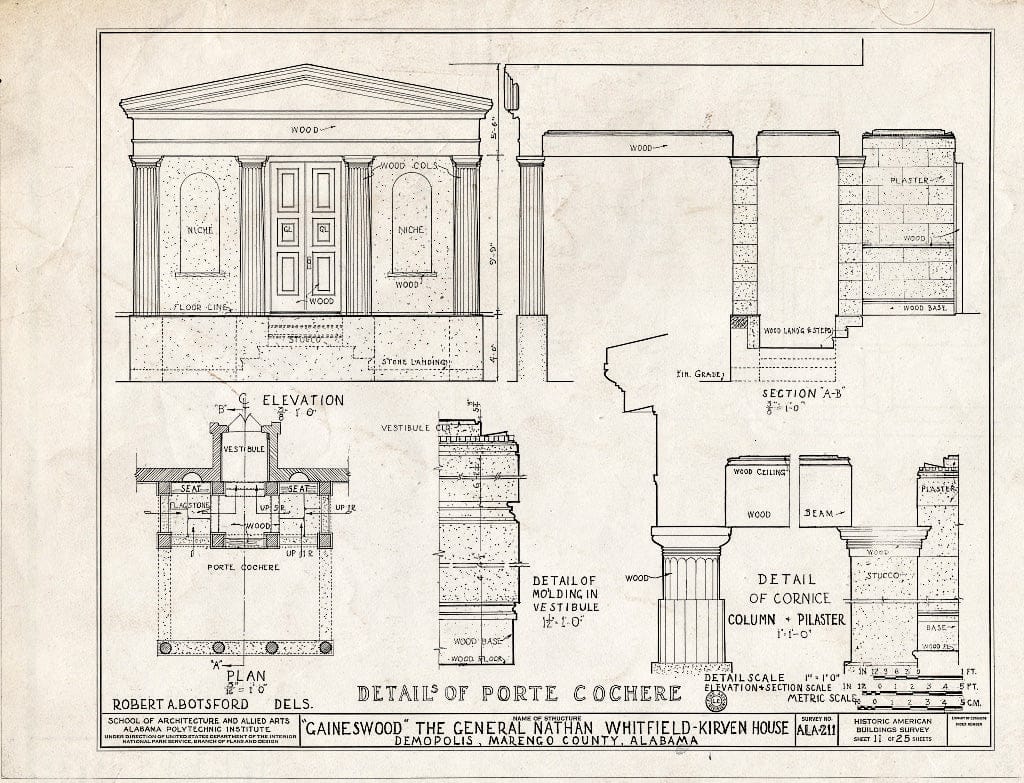 Blueprint HABS ALA,46-Demo,1- (Sheet 11 of 25) - Gaineswood, 805 South Cedar Street, Demopolis, Marengo County, AL