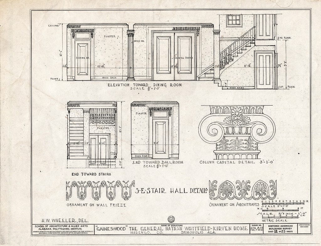 Blueprint HABS ALA,46-Demo,1- (Sheet 12 of 25) - Gaineswood, 805 South Cedar Street, Demopolis, Marengo County, AL