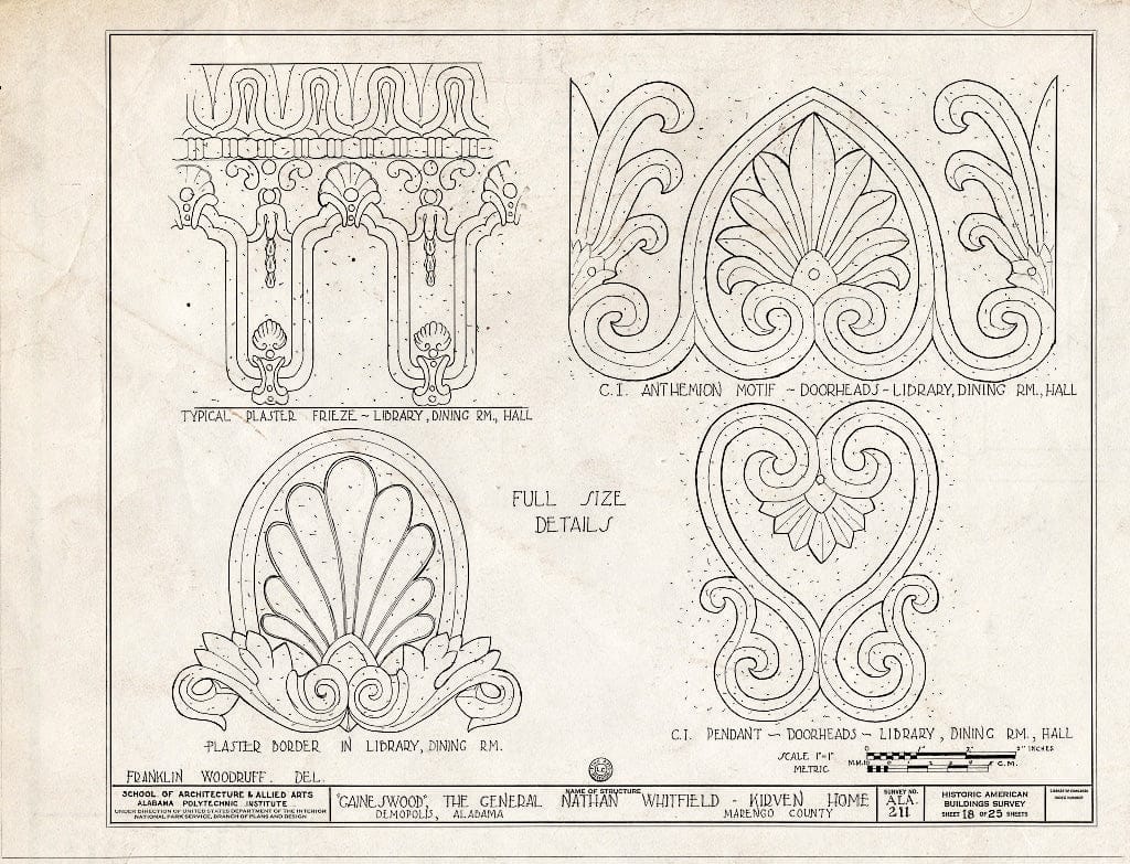 Blueprint HABS ALA,46-Demo,1- (Sheet 18 of 25) - Gaineswood, 805 South Cedar Street, Demopolis, Marengo County, AL