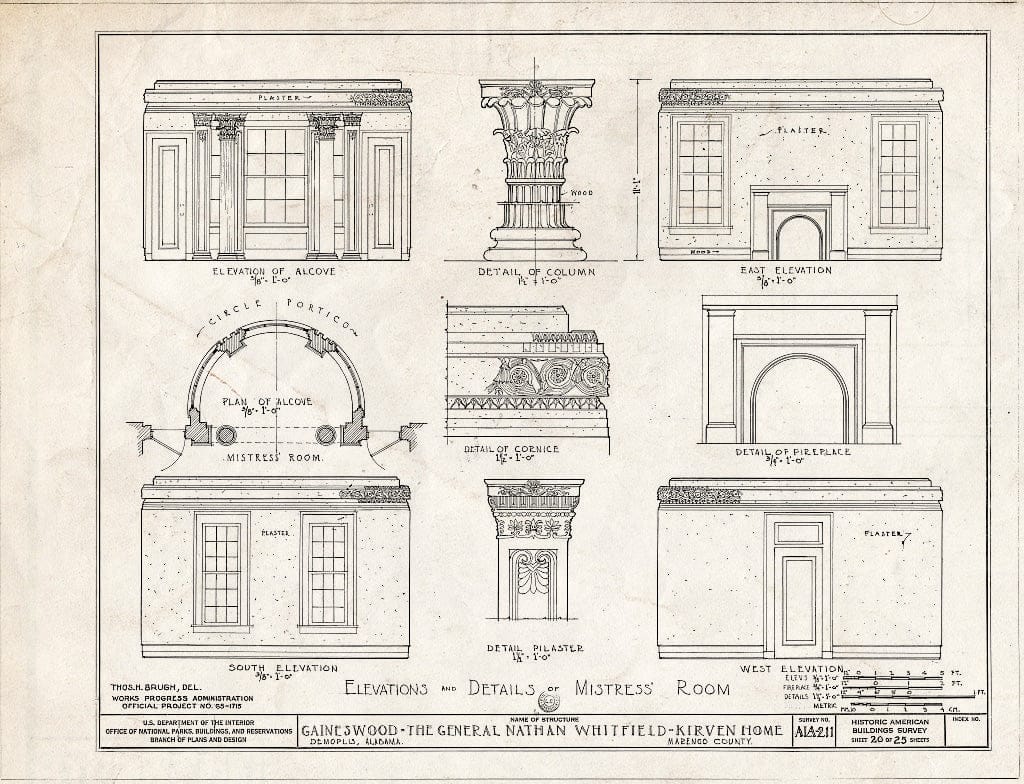 Blueprint HABS ALA,46-Demo,1- (Sheet 20 of 25) - Gaineswood, 805 South Cedar Street, Demopolis, Marengo County, AL