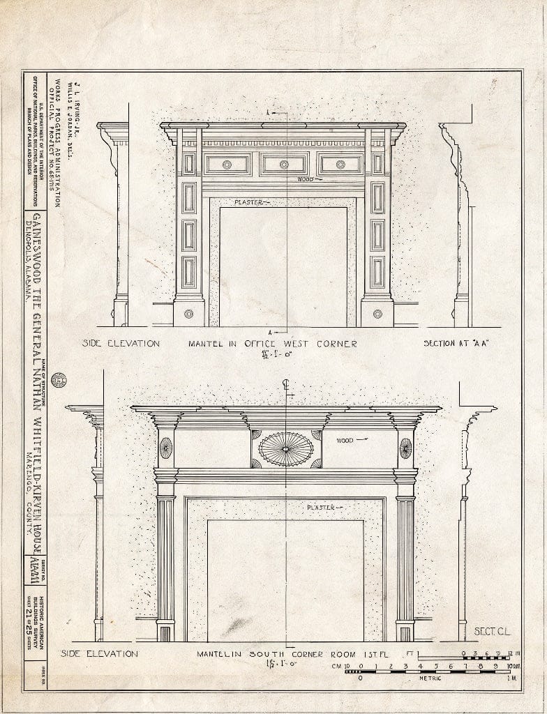 Blueprint HABS ALA,46-Demo,1- (Sheet 21 of 25) - Gaineswood, 805 South Cedar Street, Demopolis, Marengo County, AL