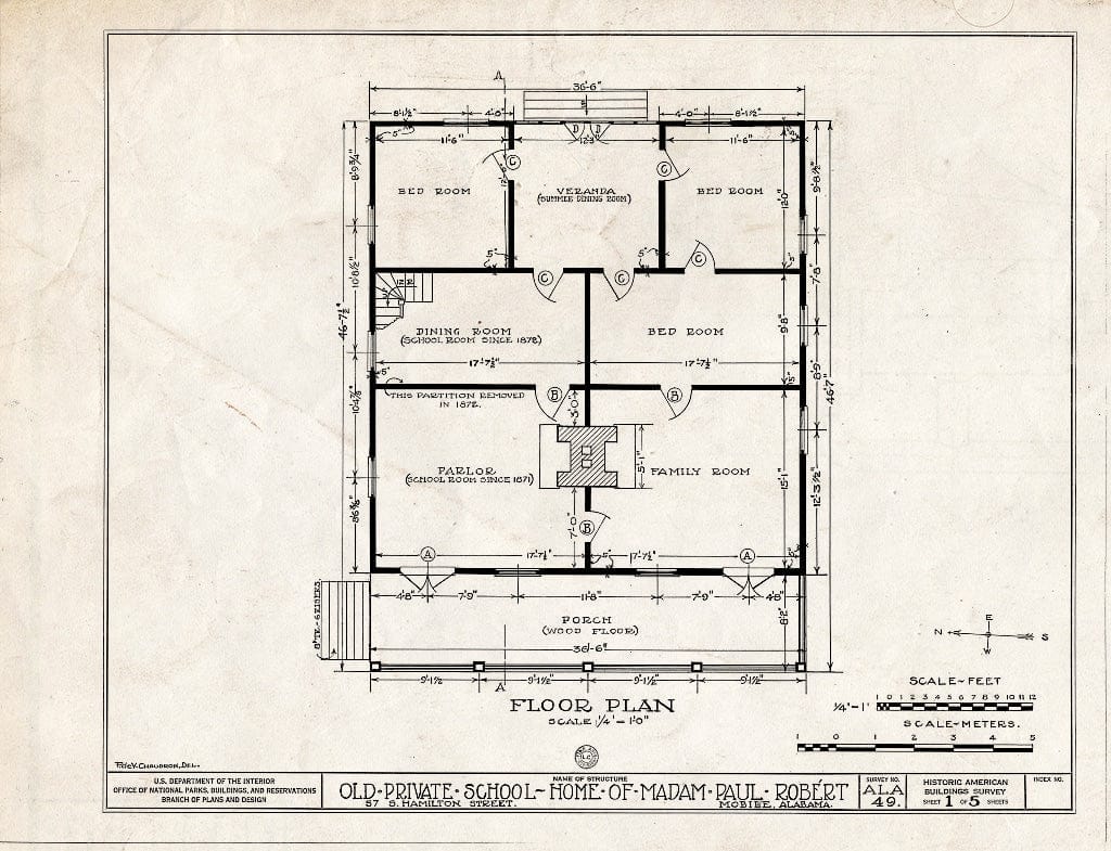 Blueprint HABS ALA,49-MOBI,50- (Sheet 1 of 5) - Ayers House, 57 South Hamilton Street, Mobile, Mobile County, AL