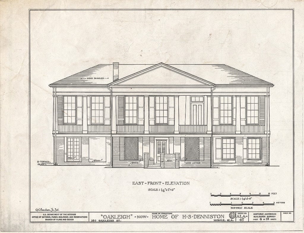 Blueprint HABS ALA,49-MOBI,48- (Sheet 4 of 13) - Oakleigh, House & Slave Quarters, 350 Oakleigh Place, Mobile, Mobile County, AL