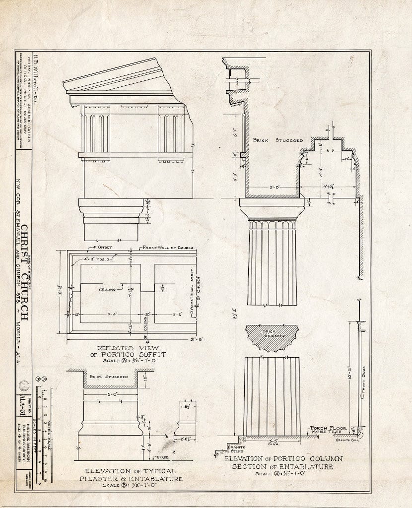 Blueprint HABS ALA,49-MOBI,33- (Sheet 4 of 6) - Christ Episcopal Church, Church & Saint Emanuel Streets, Mobile, Mobile County, AL