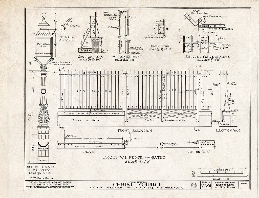 Blueprint HABS ALA,49-MOBI,33- (Sheet 6 of 6) - Christ Episcopal Church, Church & Saint Emanuel Streets, Mobile, Mobile County, AL