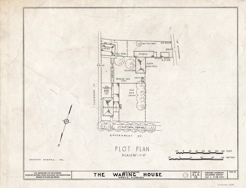 Blueprint HABS ALA,49-MOBI,20- (Sheet 1 of 14) - Waring House, 351 Government Street, Mobile, Mobile County, AL