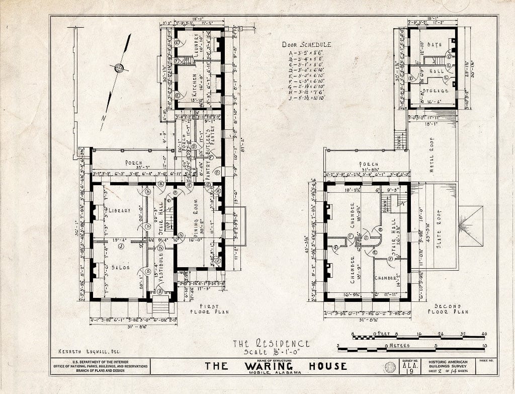 Blueprint HABS ALA,49-MOBI,20- (Sheet 2 of 14) - Waring House, 351 Government Street, Mobile, Mobile County, AL