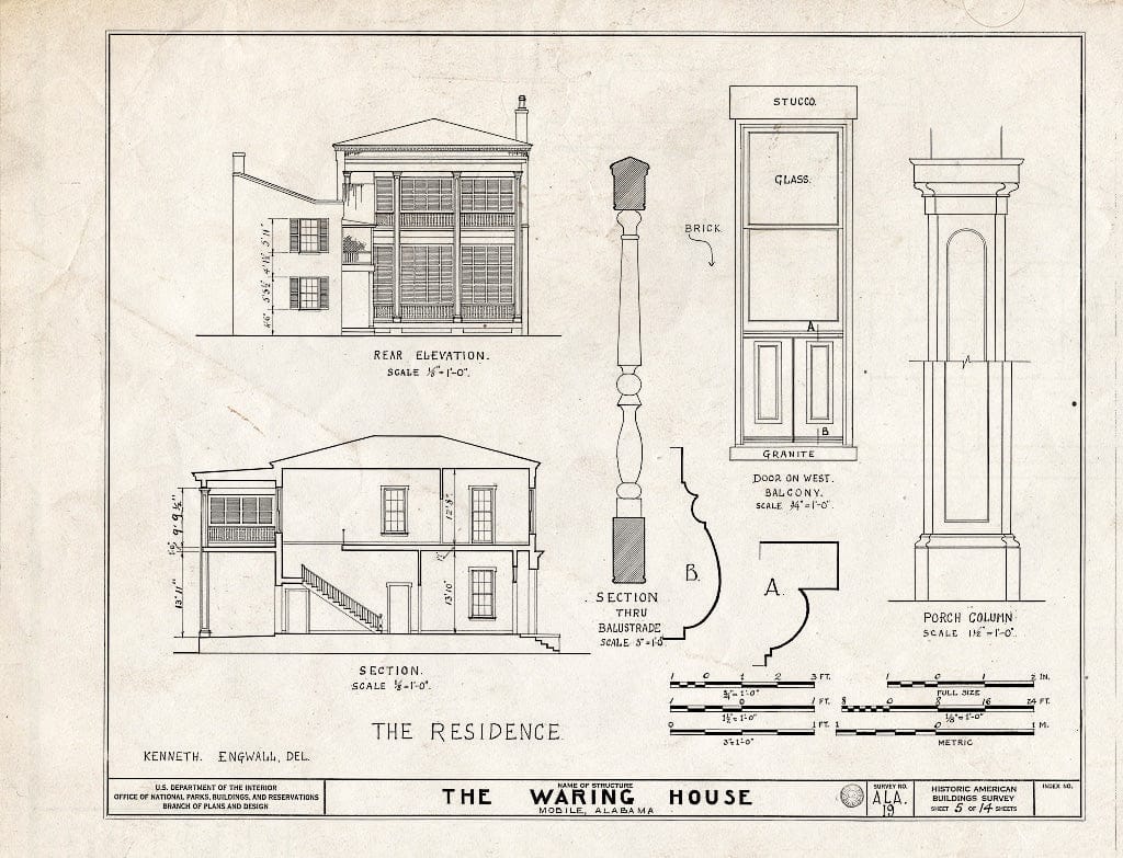 Blueprint HABS ALA,49-MOBI,20- (Sheet 5 of 14) - Waring House, 351 Government Street, Mobile, Mobile County, AL