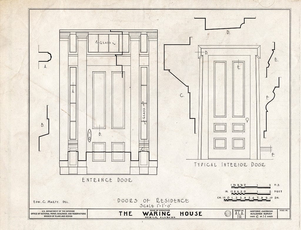 Blueprint HABS ALA,49-MOBI,20- (Sheet 6 of 14) - Waring House, 351 Government Street, Mobile, Mobile County, AL