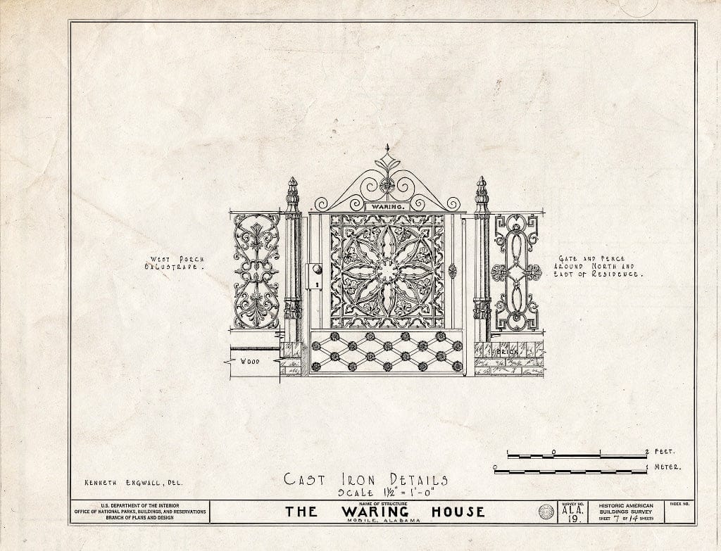 Blueprint HABS ALA,49-MOBI,20- (Sheet 7 of 14) - Waring House, 351 Government Street, Mobile, Mobile County, AL