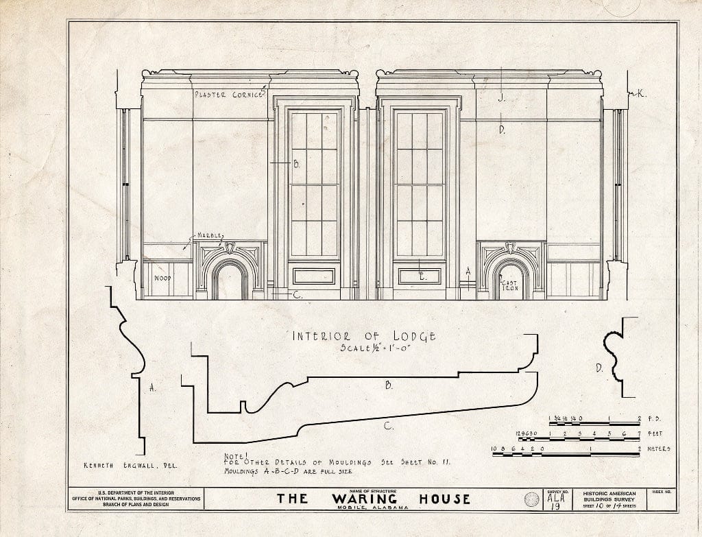 Blueprint HABS ALA,49-MOBI,20- (Sheet 10 of 14) - Waring House, 351 Government Street, Mobile, Mobile County, AL