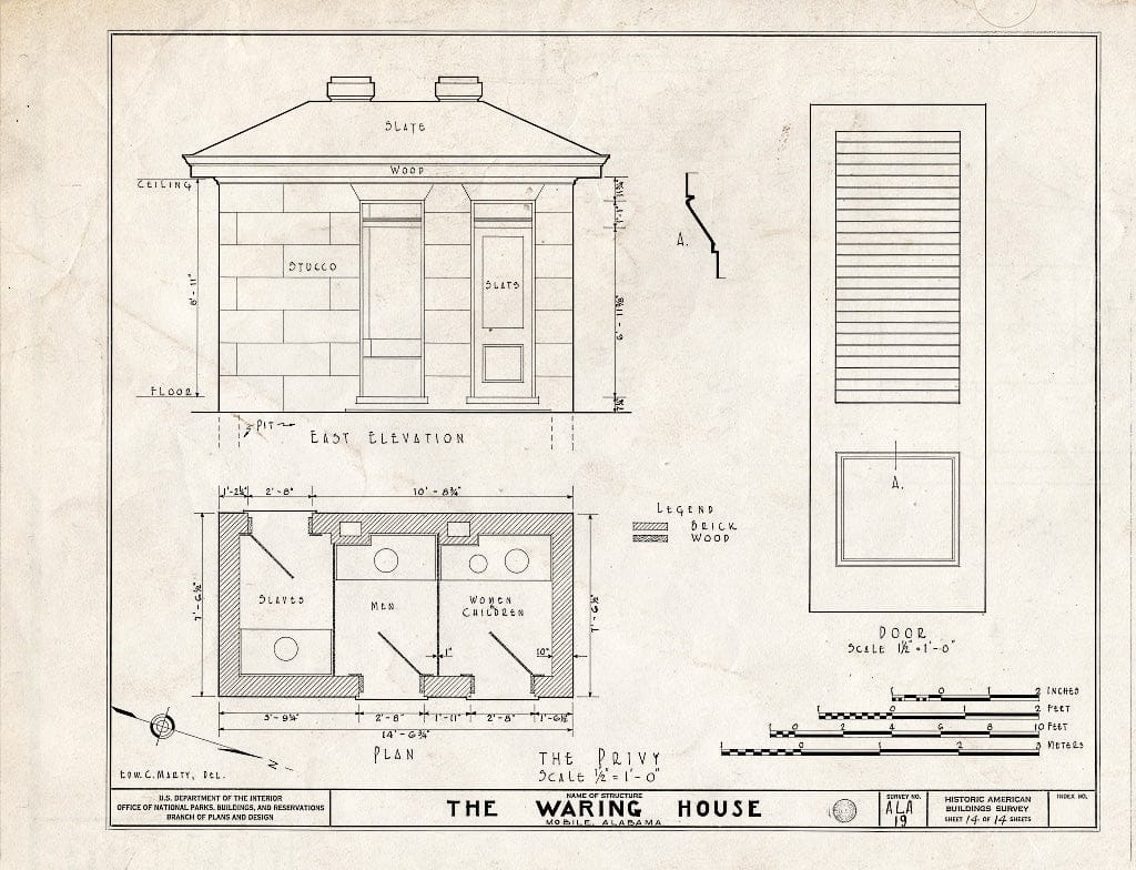 Blueprint HABS ALA,49-MOBI,20- (Sheet 14 of 14) - Waring House, 351 Government Street, Mobile, Mobile County, AL