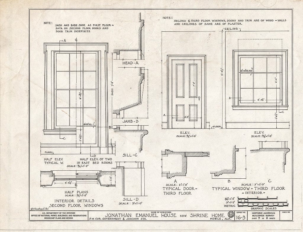 Blueprint HABS ALA,49-MOBI,3- (Sheet 5 of 8) - Jonathan Emanuel House, 251 Government Street, Mobile, Mobile County, AL