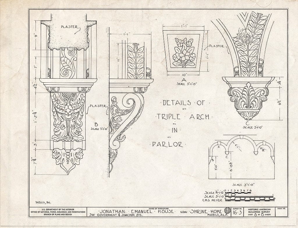 Blueprint HABS ALA,49-MOBI,3- (Sheet 8 of 8) - Jonathan Emanuel House, 251 Government Street, Mobile, Mobile County, AL