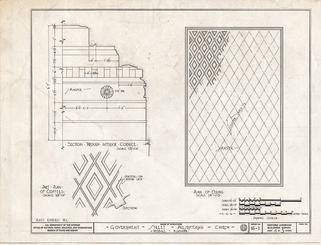 Blueprint HABS ALA,49-MOBI,1- (Sheet 4 of 5) - Government Street Presbyterian Church, Government & Jackson Streets, Mobile, Mobile County, AL