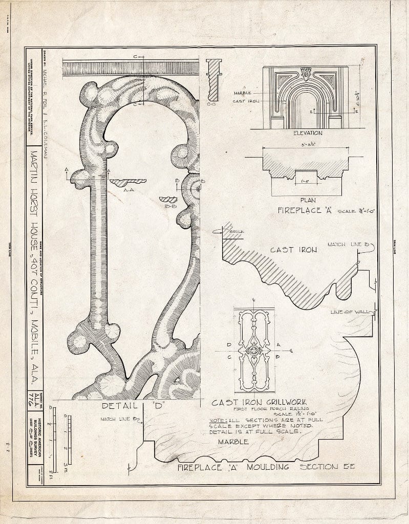 Blueprint HABS ALA,49-MOBI,112- (Sheet 8 of 8) - Martin Horst House, 407 Conti Street, Mobile, Mobile County, AL