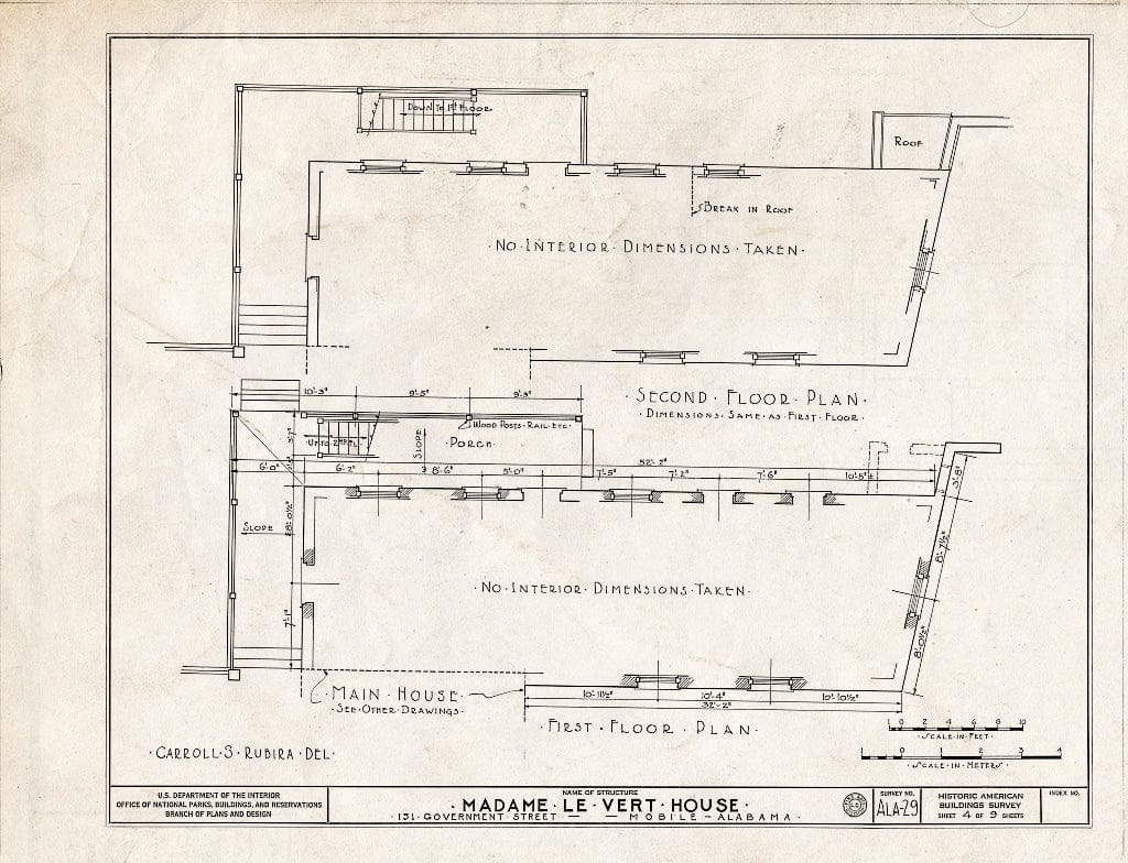 Blueprint HABS ALA,49-MOBI,31- (Sheet 4 of 9) - Madame Levert House & Office, 151 & 153 Government Street, Mobile, Mobile County, AL