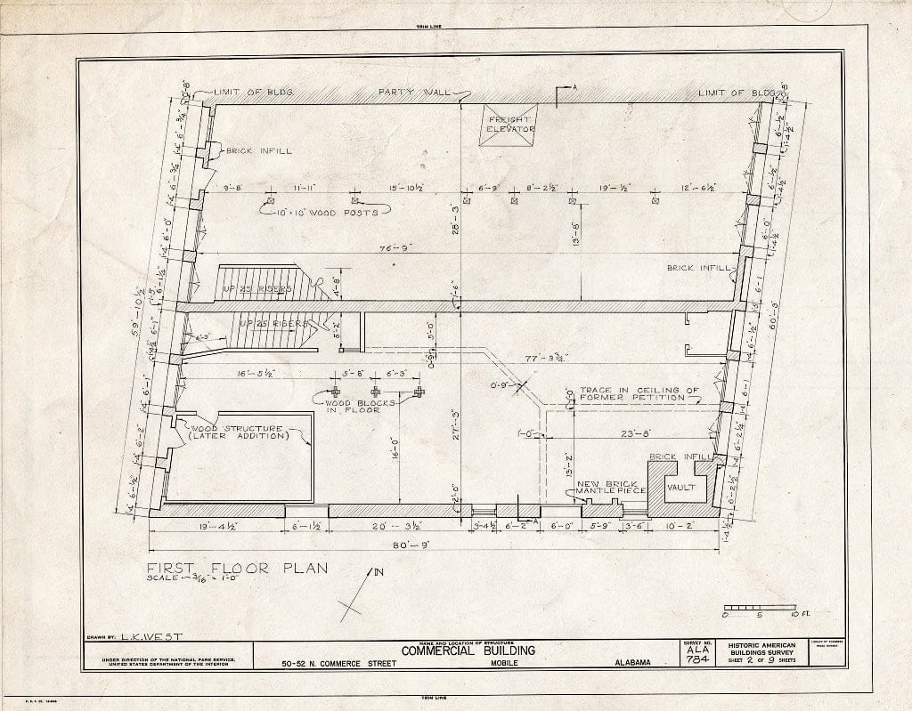 Blueprint HABS ALA,49-MOBI,145- (Sheet 2 of 9) - 50-52 North Commercial Street (Commercial Building), Mobile, Mobile County, AL