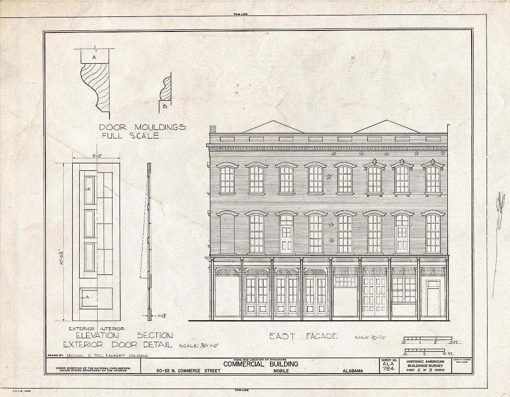 Blueprint HABS ALA,49-MOBI,145- (Sheet 6 of 9) - 50-52 North Commercial Street (Commercial Building), Mobile, Mobile County, AL