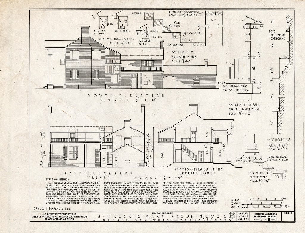 Blueprint HABS ALA,42-ATH,4- (Sheet 3 of 8) - Beaty-Mason House, 211 South Beaty Street, Athens, Limestone County, AL