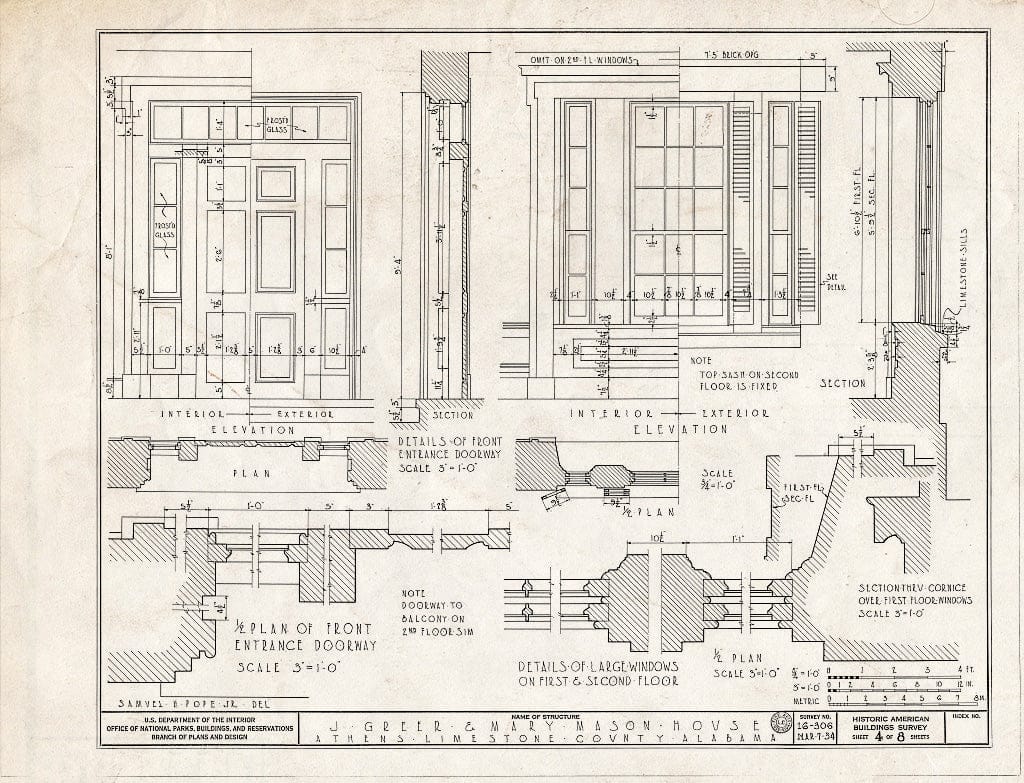 Blueprint HABS ALA,42-ATH,4- (Sheet 4 of 8) - Beaty-Mason House, 211 South Beaty Street, Athens, Limestone County, AL