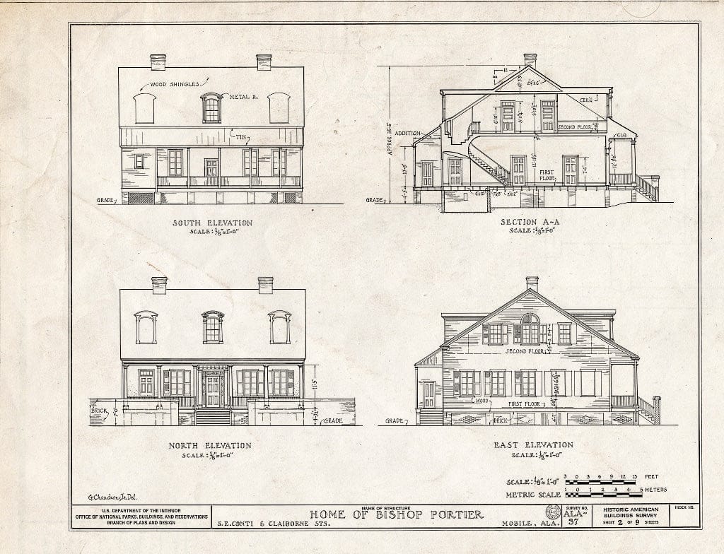 Blueprint HABS ALA,49-MOBI,38- (Sheet 2 of 9) - Bishop Michael Portier House, 307 Conti Street, Mobile, Mobile County, AL
