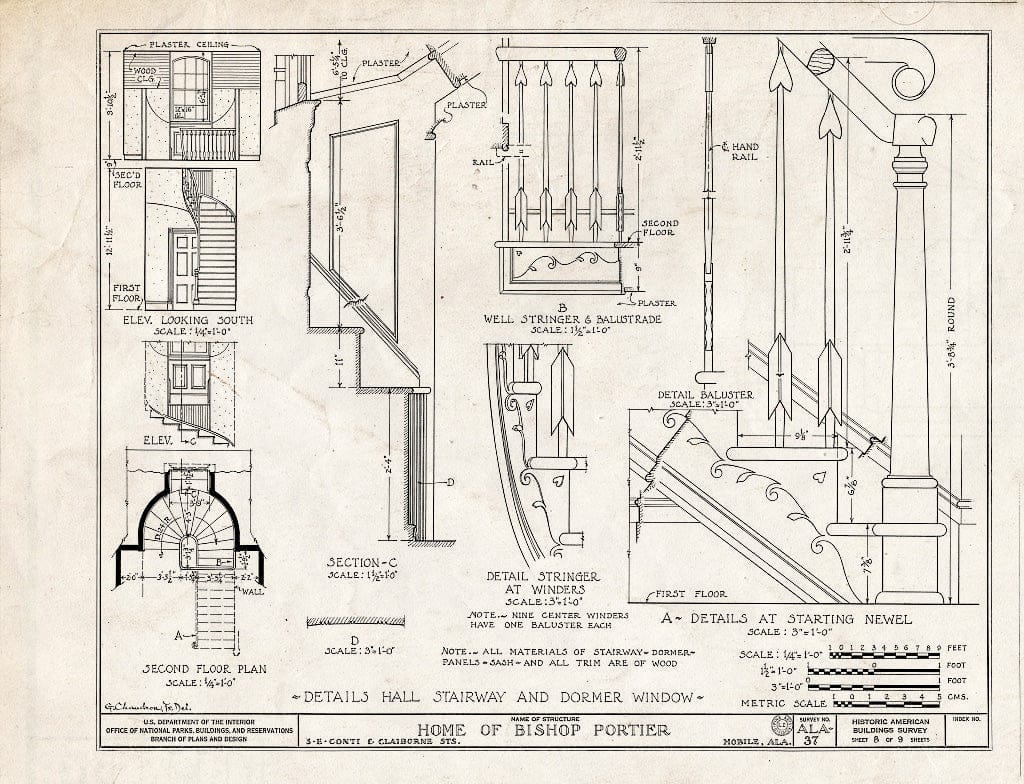 Blueprint HABS ALA,49-MOBI,38- (Sheet 8 of 9) - Bishop Michael Portier House, 307 Conti Street, Mobile, Mobile County, AL