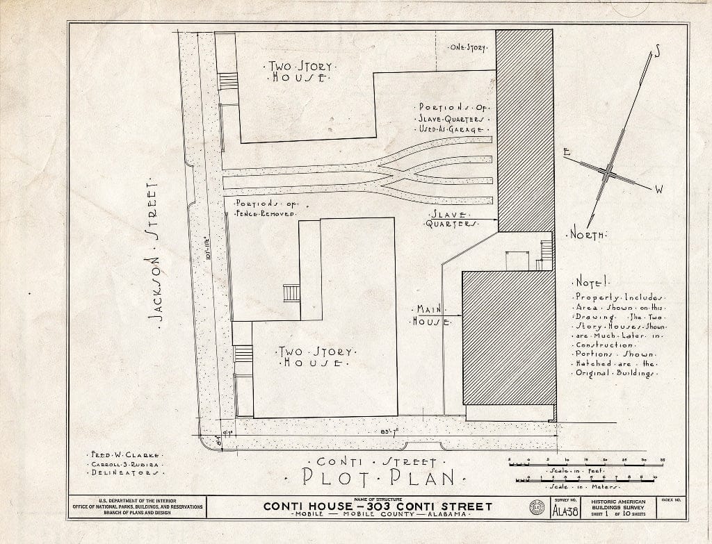 Blueprint HABS ALA,49-MOBI,39- (Sheet 1 of 10) - Rider House, 303 Conti Street, Mobile, Mobile County, AL